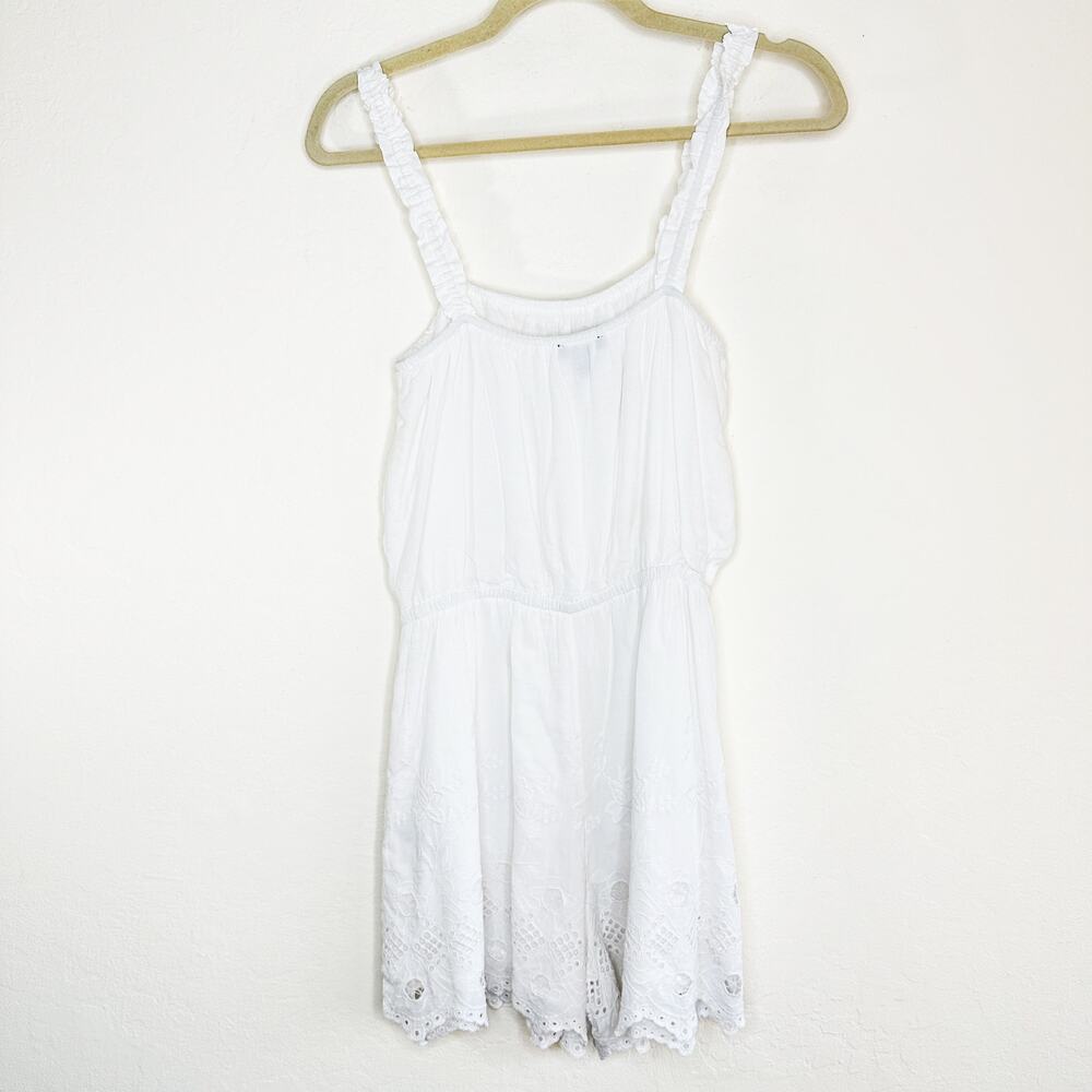 Express White Floral Eyelet Lace Trim Sleeveless Romper Playsuit XS - Picture 13 of 14
